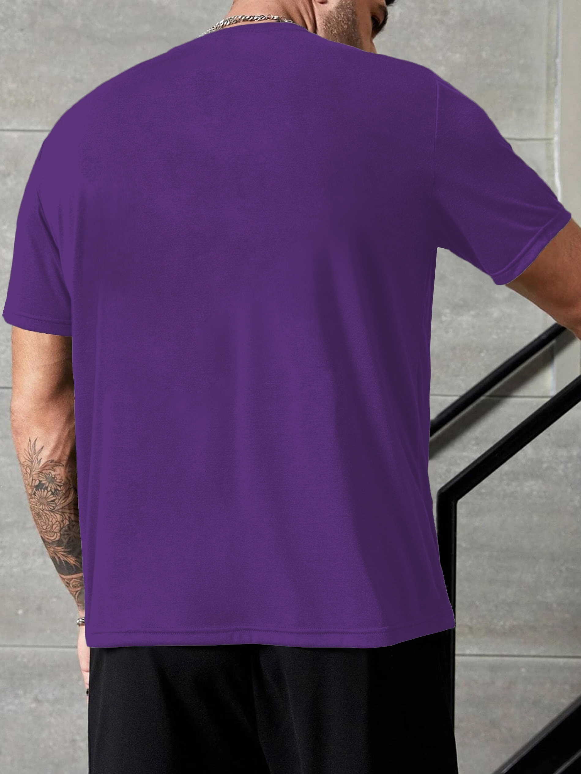 Men's Casual Crew Neck T-Shirt with Unique Cross Print, 100% Polyester Knit Fabric, Medium Stretch, All-Season Short Sleeve Tee, Regular Fit - 180gsm, Plus Size