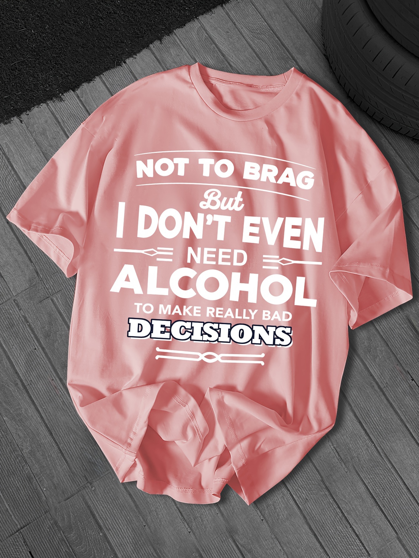 Plus Size Round Neck Men's Casual Short Sleeve T-Shirt with Letter Print, PLUS SIZE