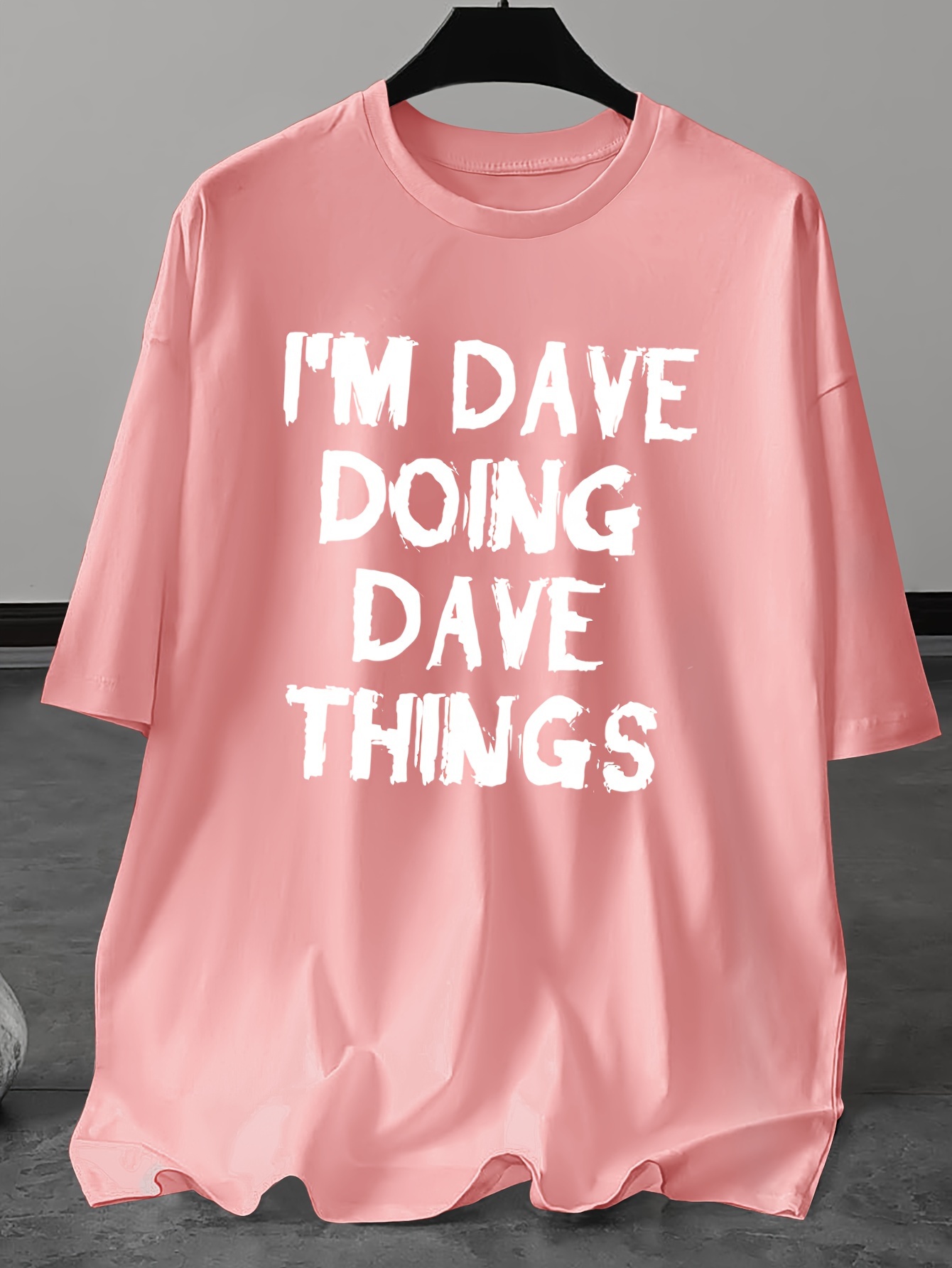 1m Dave Doing Dave Things Print Plus Size Men's Casual Short Sleeve T-Shirt, Crew Neck, Summer, Machine Washable