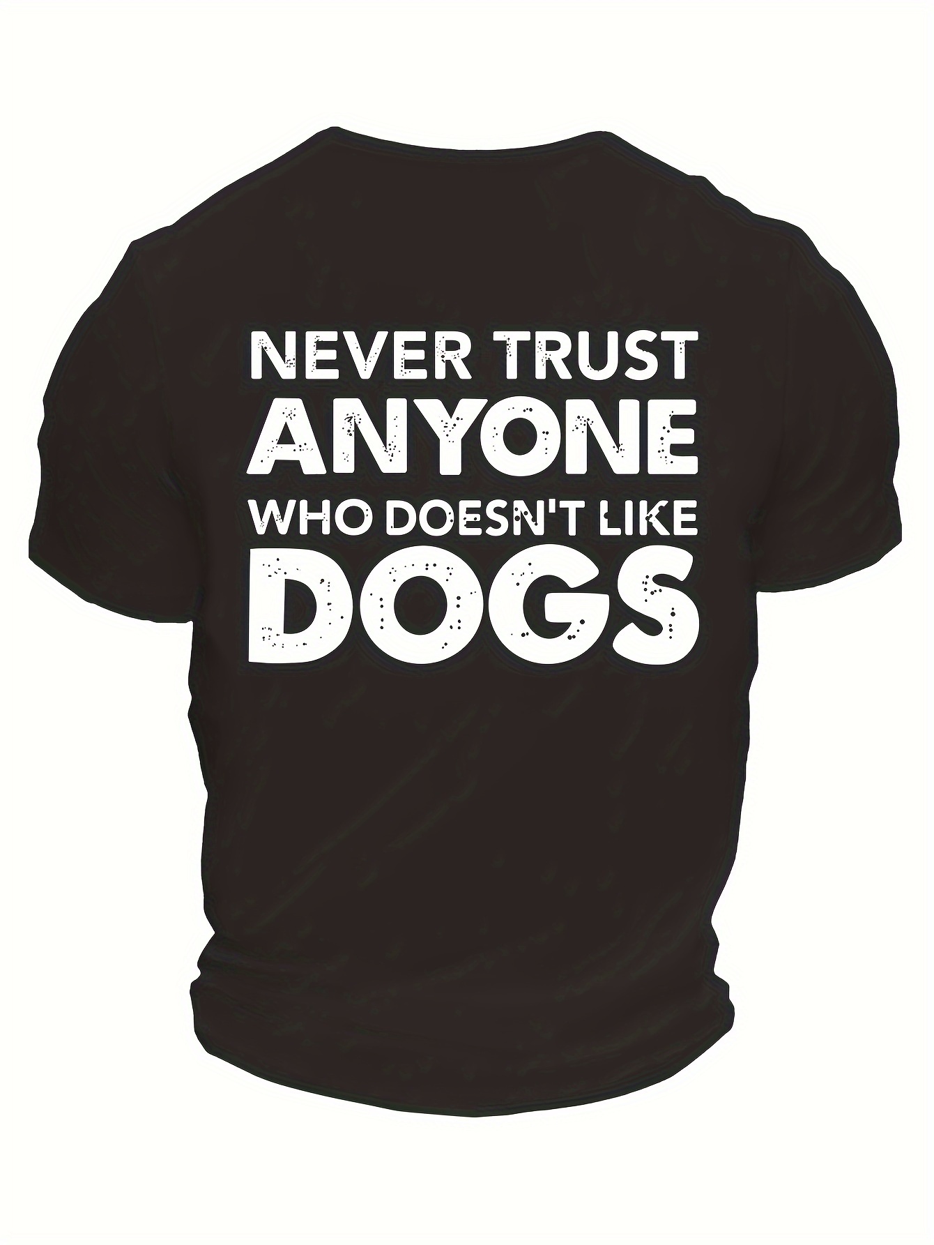 Plus Size Casual Crew Neck T-Shirt for Men with Dog Lover Slogan, Polyester Knit Fabric, Regular Fit, Short Sleeve Tee for Spring/Summer/Fall - Slight Stretch