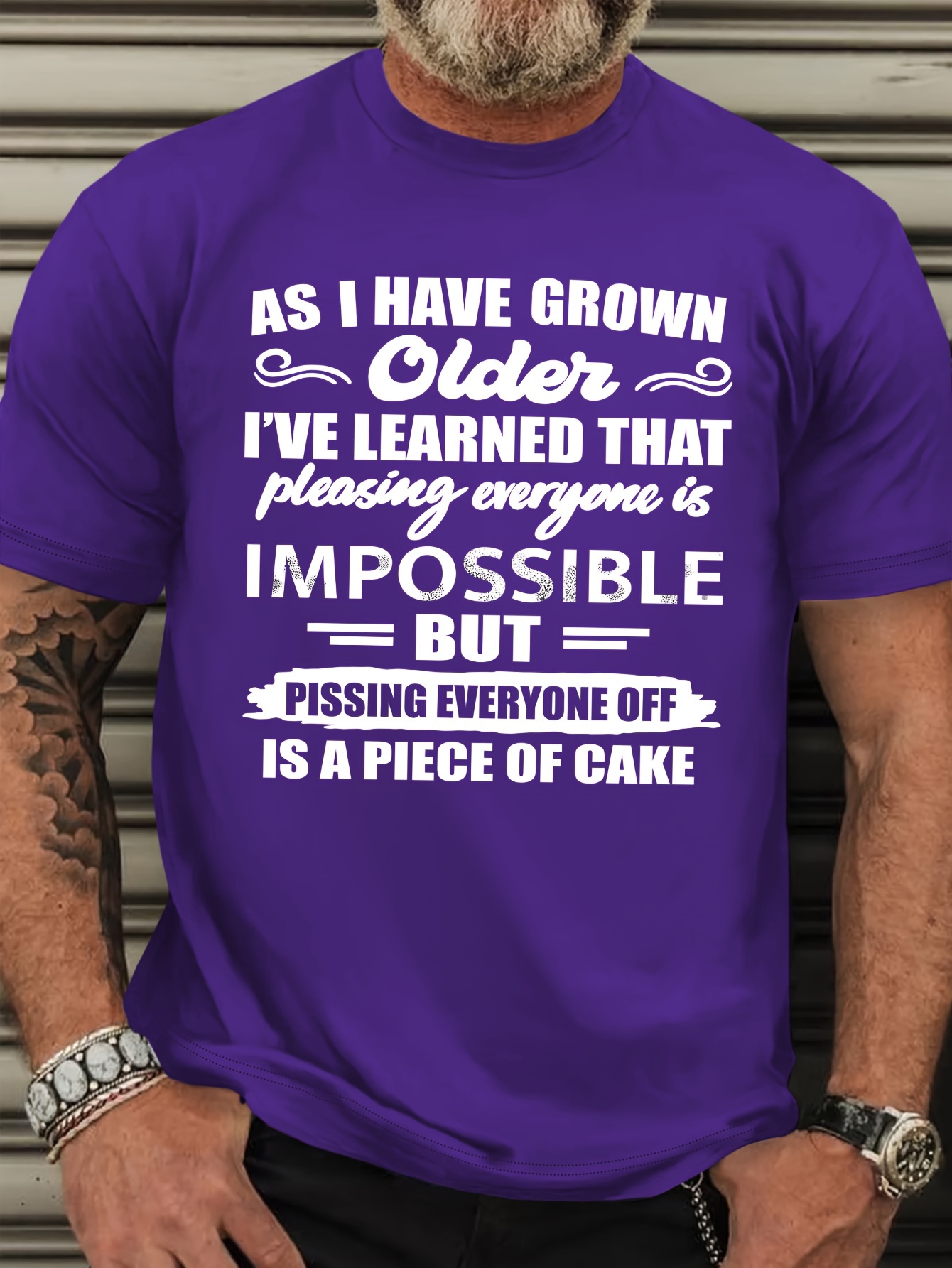 Adult Casual Polyester T-Shirt for Men - Slogan Print, Round Neck, Knit Fabric, Regular Fit - Humorous 