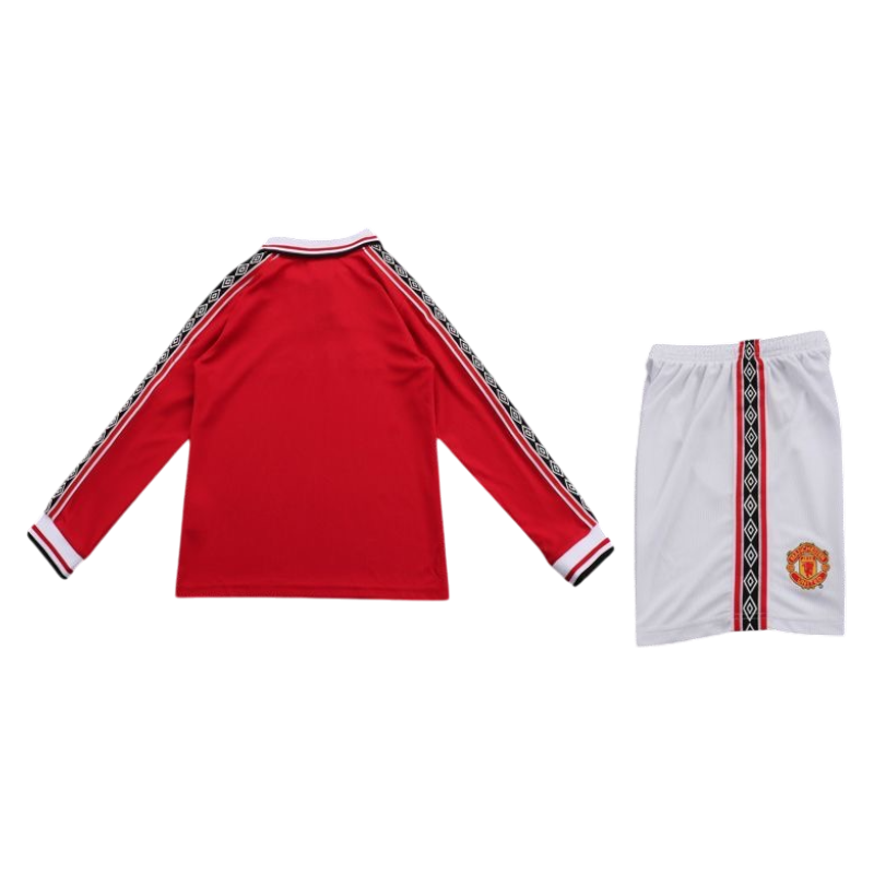 Kids - Manchester United 1998/99 Home Retro Long Sleeve Shirt