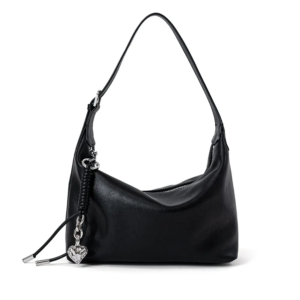 Black Soft Leather Hobo Bag