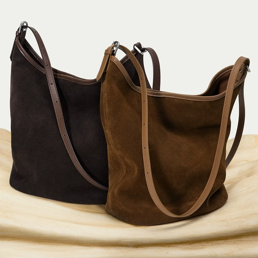 Suede Bucket Shoulder Bag