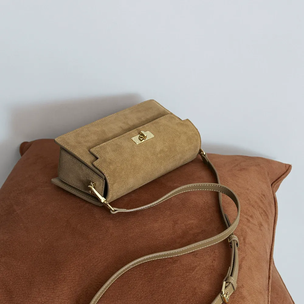 Suede Flap Crossbody Bag