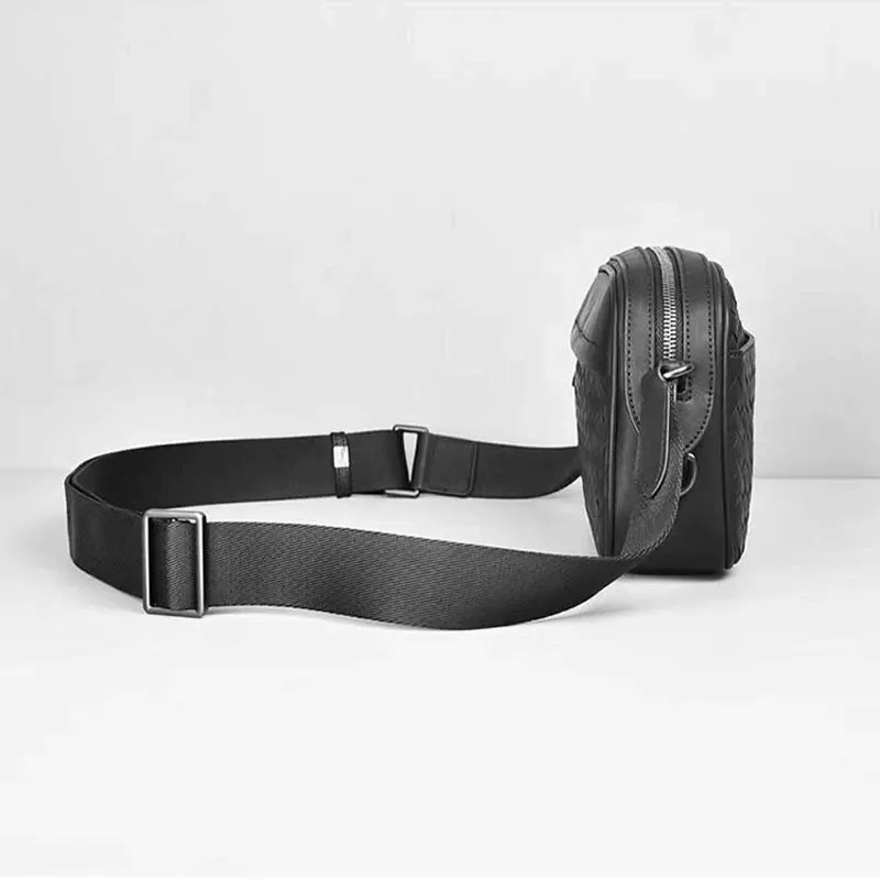 Men's Woven Leather Slim Crossbody Bag