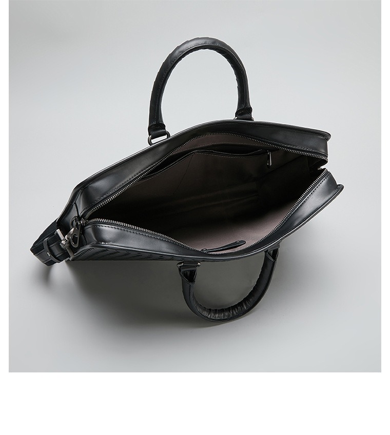 Sleek Woven Leather Executive Laptop Briefcase