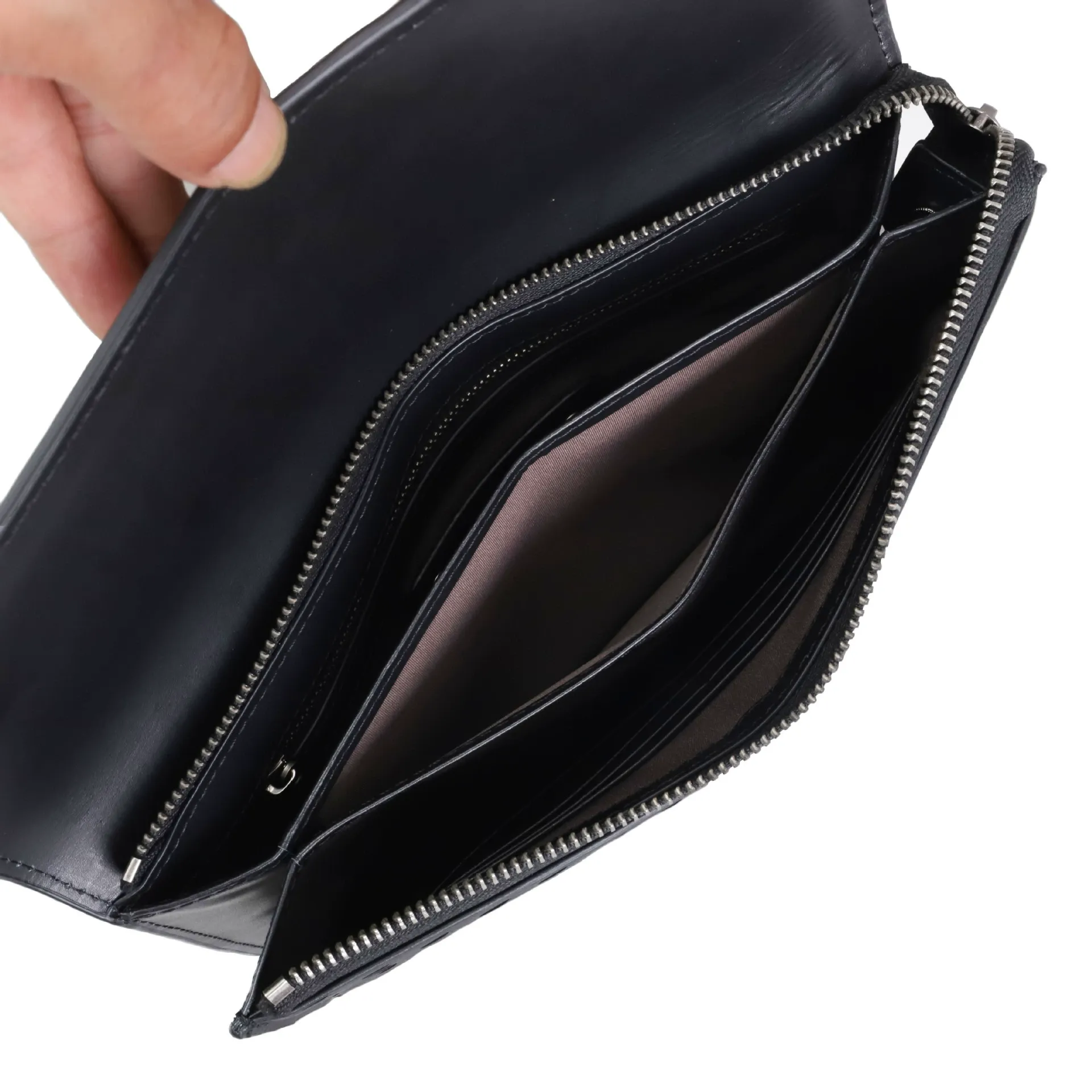 Men's Woven Leather Wristlet Clutch Bag