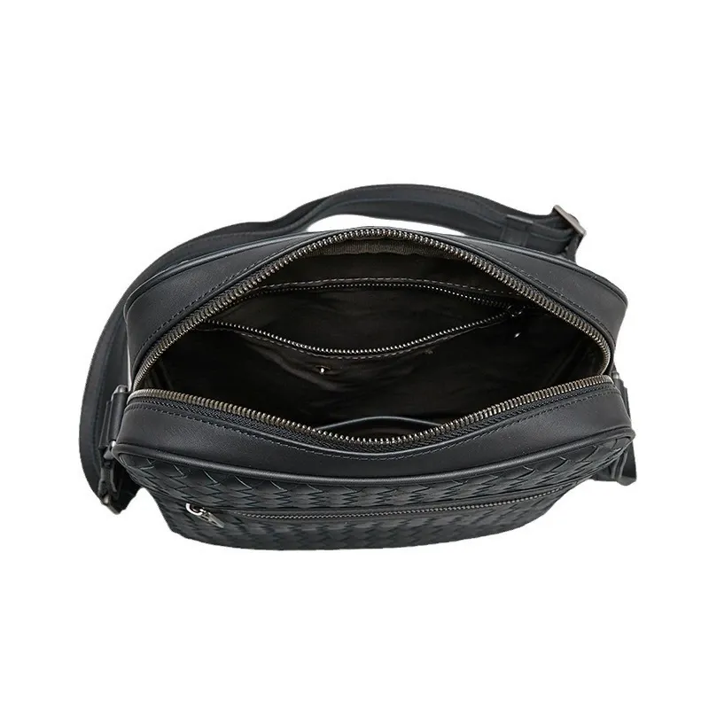 Men's Woven Leather Square Crossbody Bag