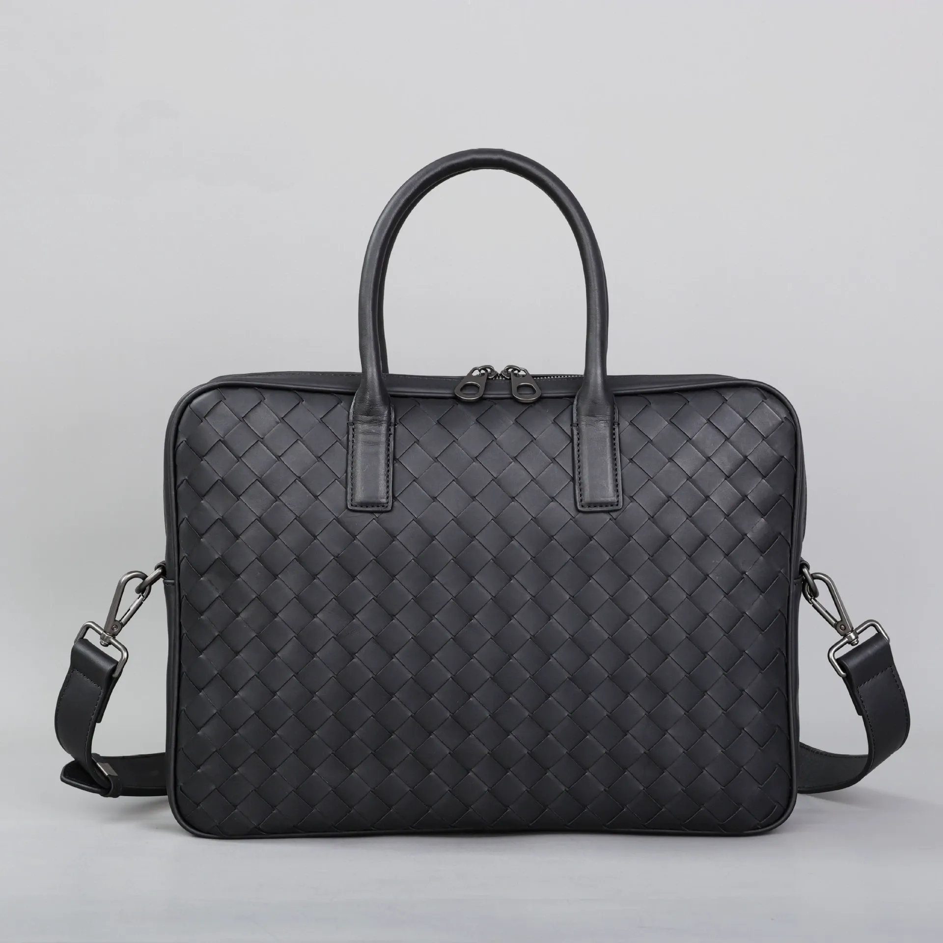 Premium Woven Leather Laptop Briefcase – Classic Edition