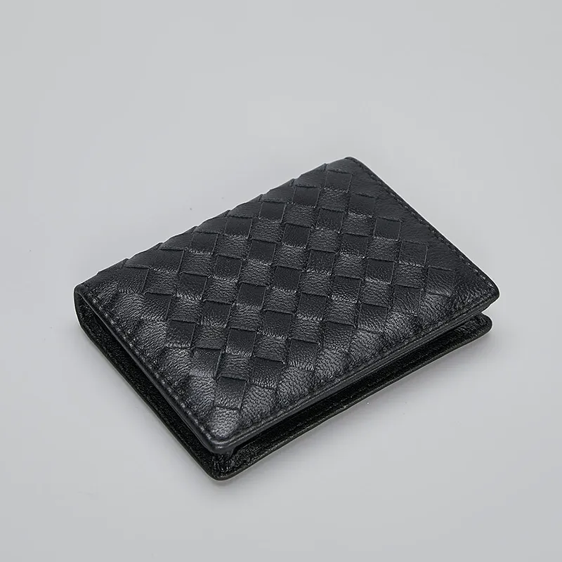 Classic Weave Leather Slim Wallet