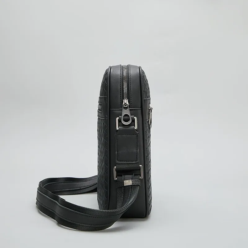 Men's Woven Leather Square Crossbody Bag