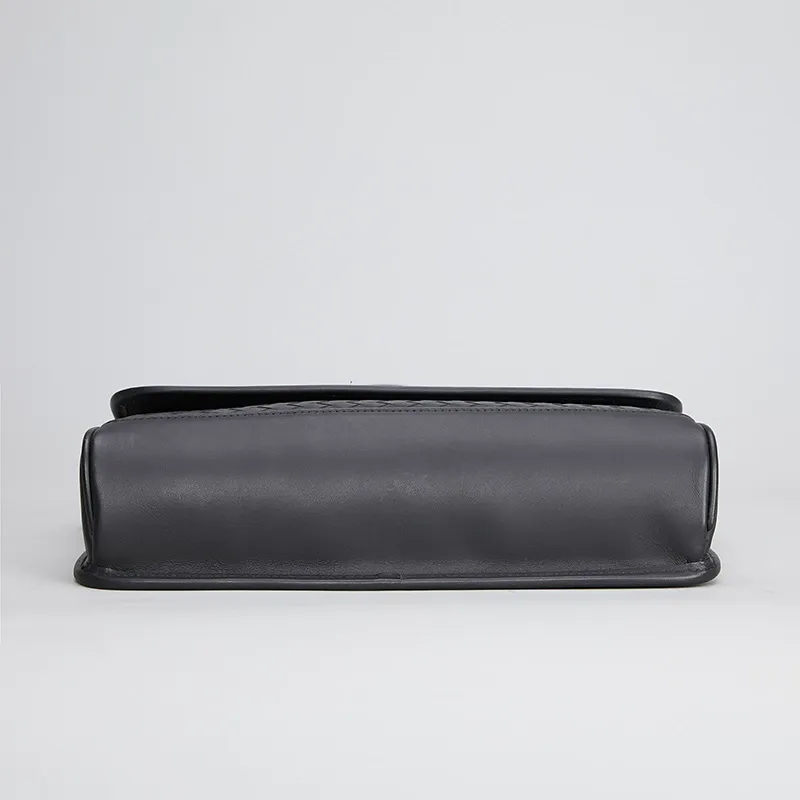 Men's Woven Leather Large Messenger Shoulder Bag