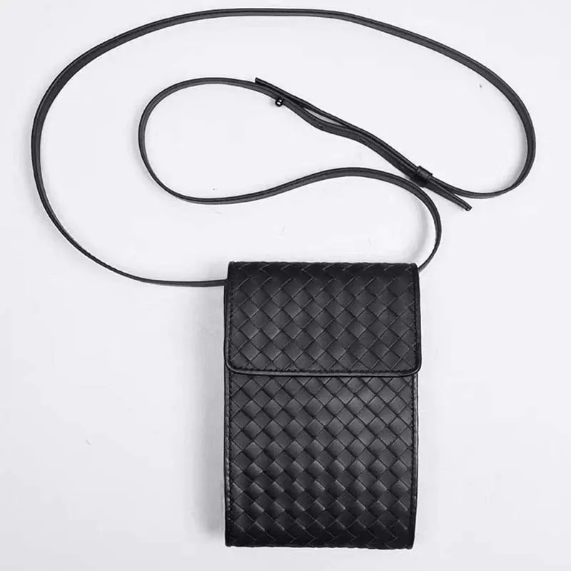 Mini Woven Leather Crossbody Phone Bag