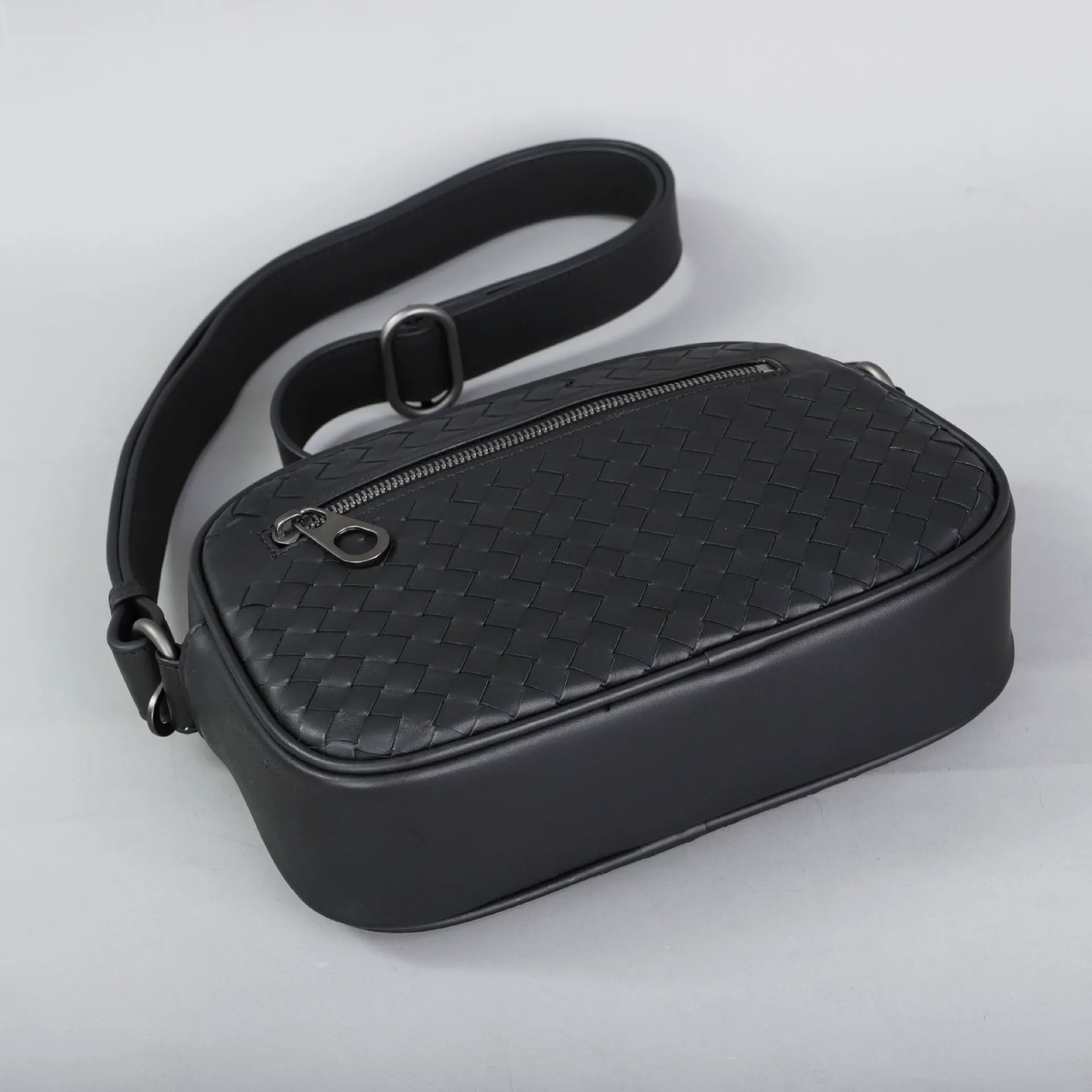 Men's Woven Leather Mini Crossbody Bag