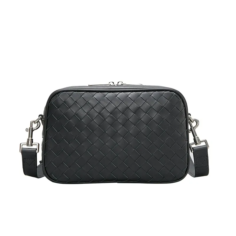 Men's Classic Woven Leather Crossbody Bag