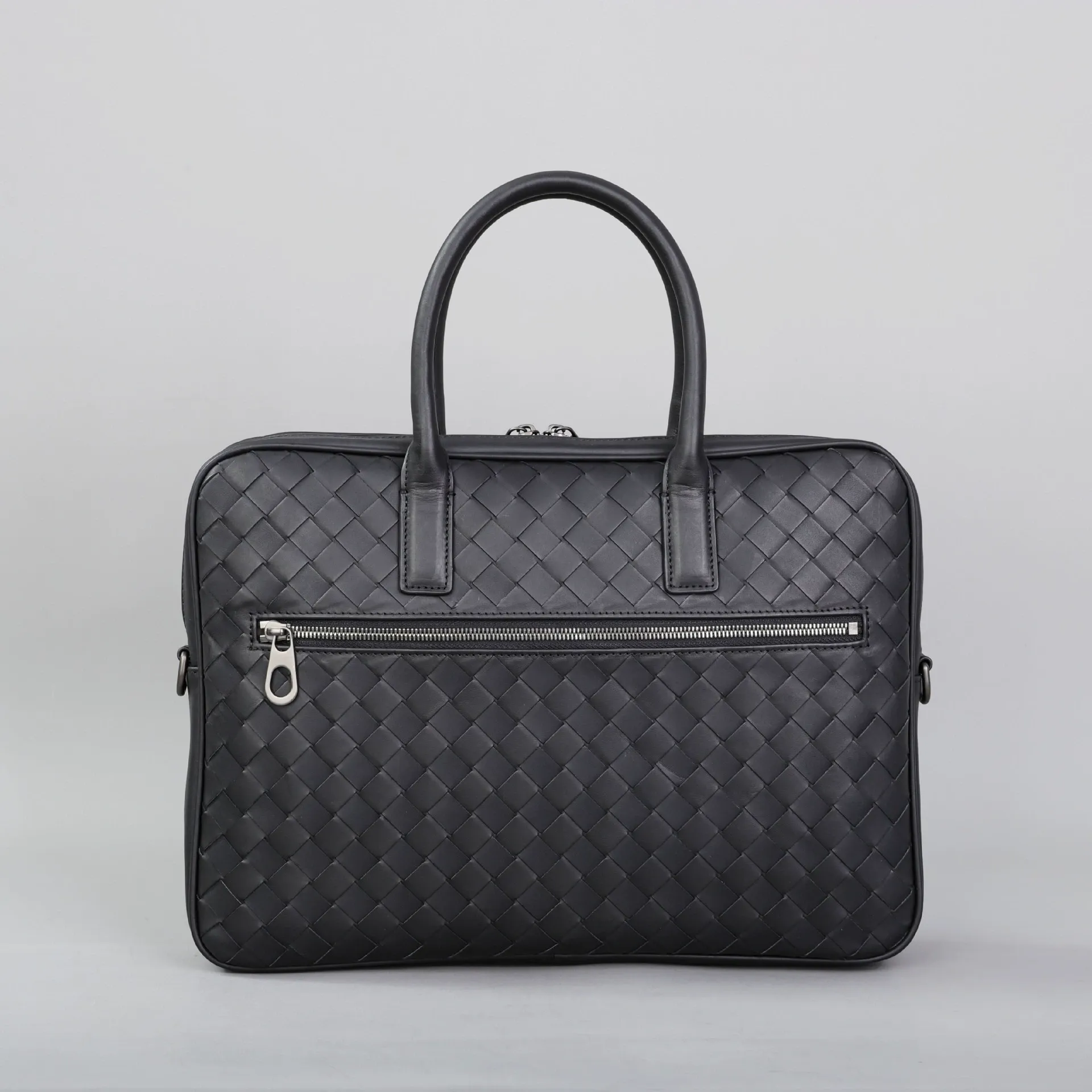 Premium Woven Leather Laptop Briefcase – Classic Edition