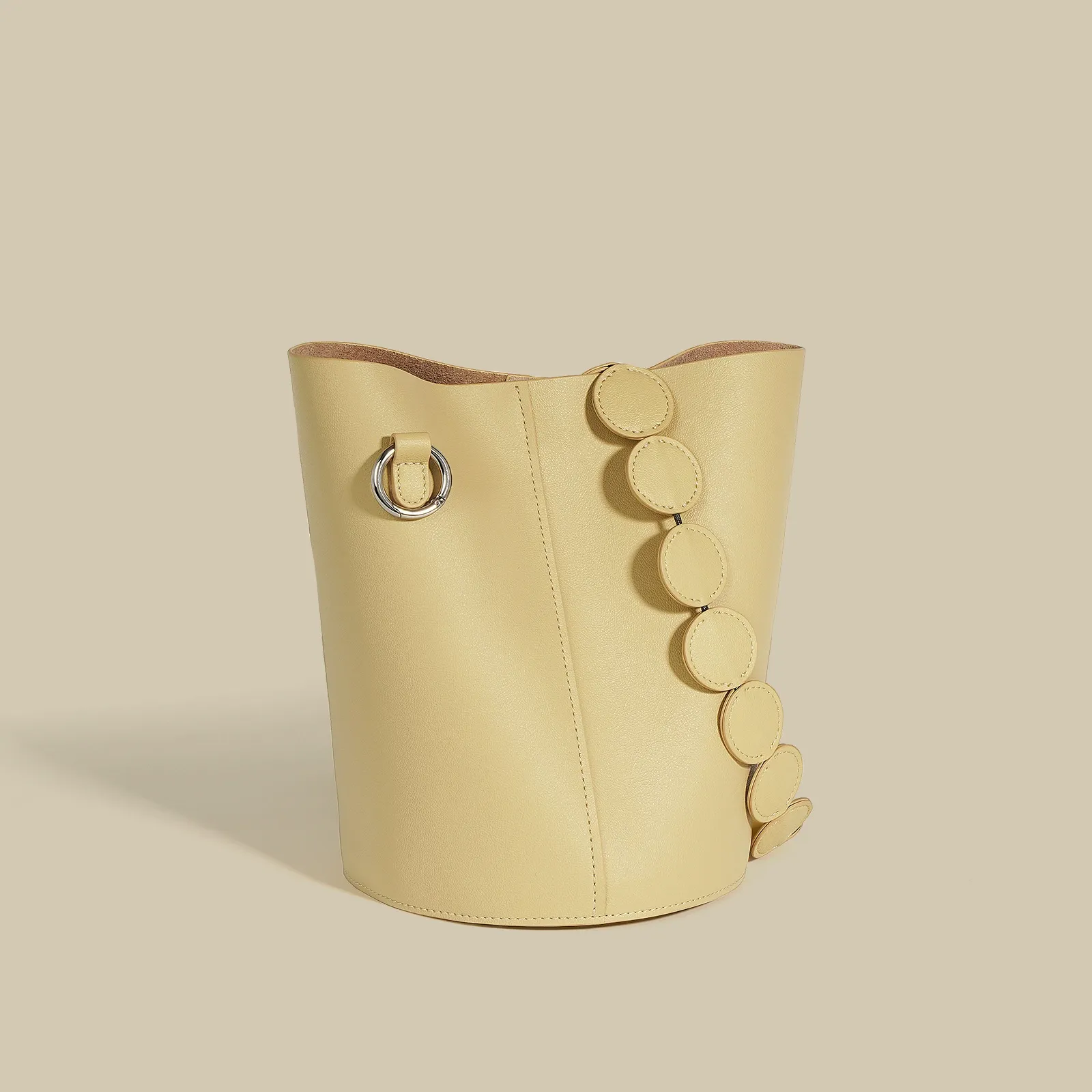 Structured Bucket Bag with Circular Chain Strap