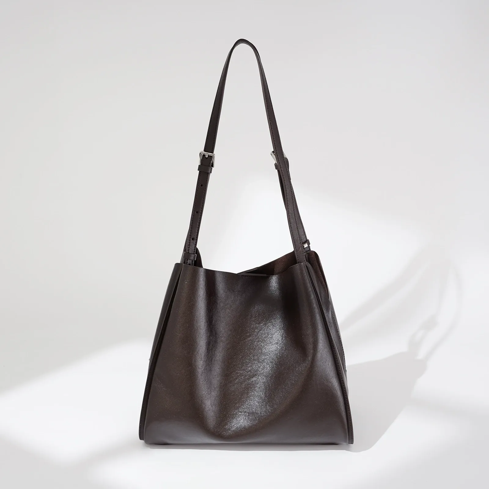 Minimalist Soft Leather Shoulder Tote