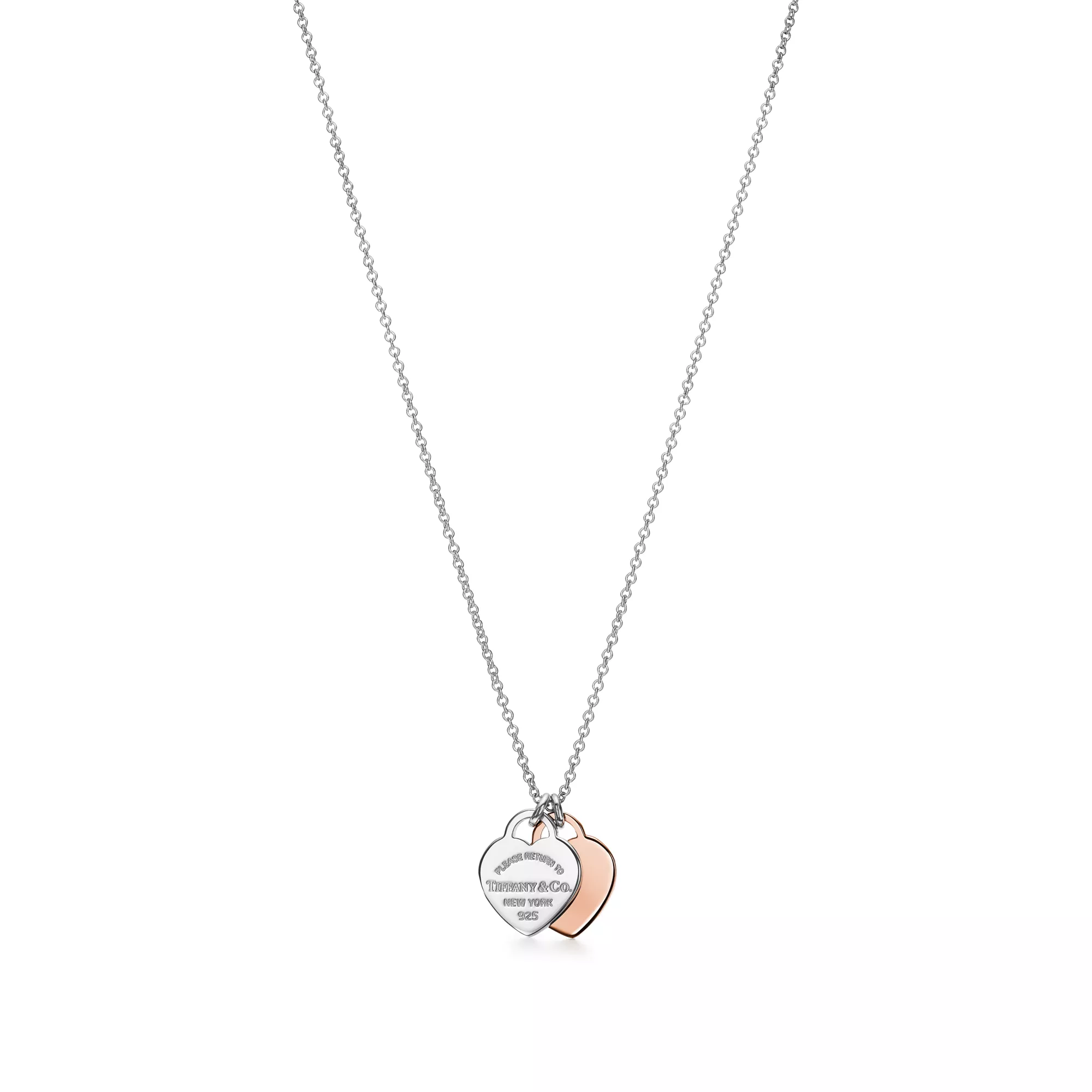 Return to Tiffany® Double Heart Tag Pendant in Silver and Rose Gold, Mini