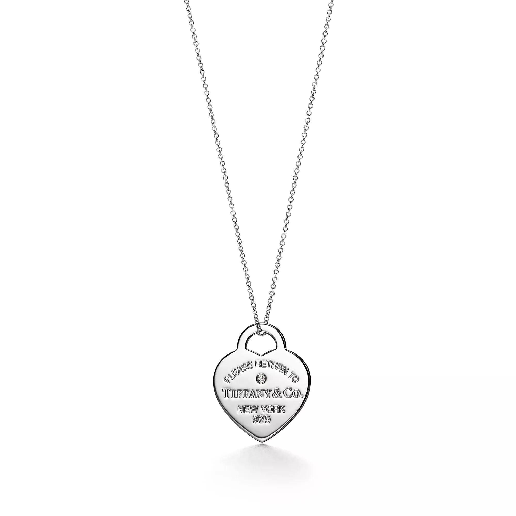 Return to Tiffany® Heart Tag Pendant in Sterling Silver with a Diamond, Medium