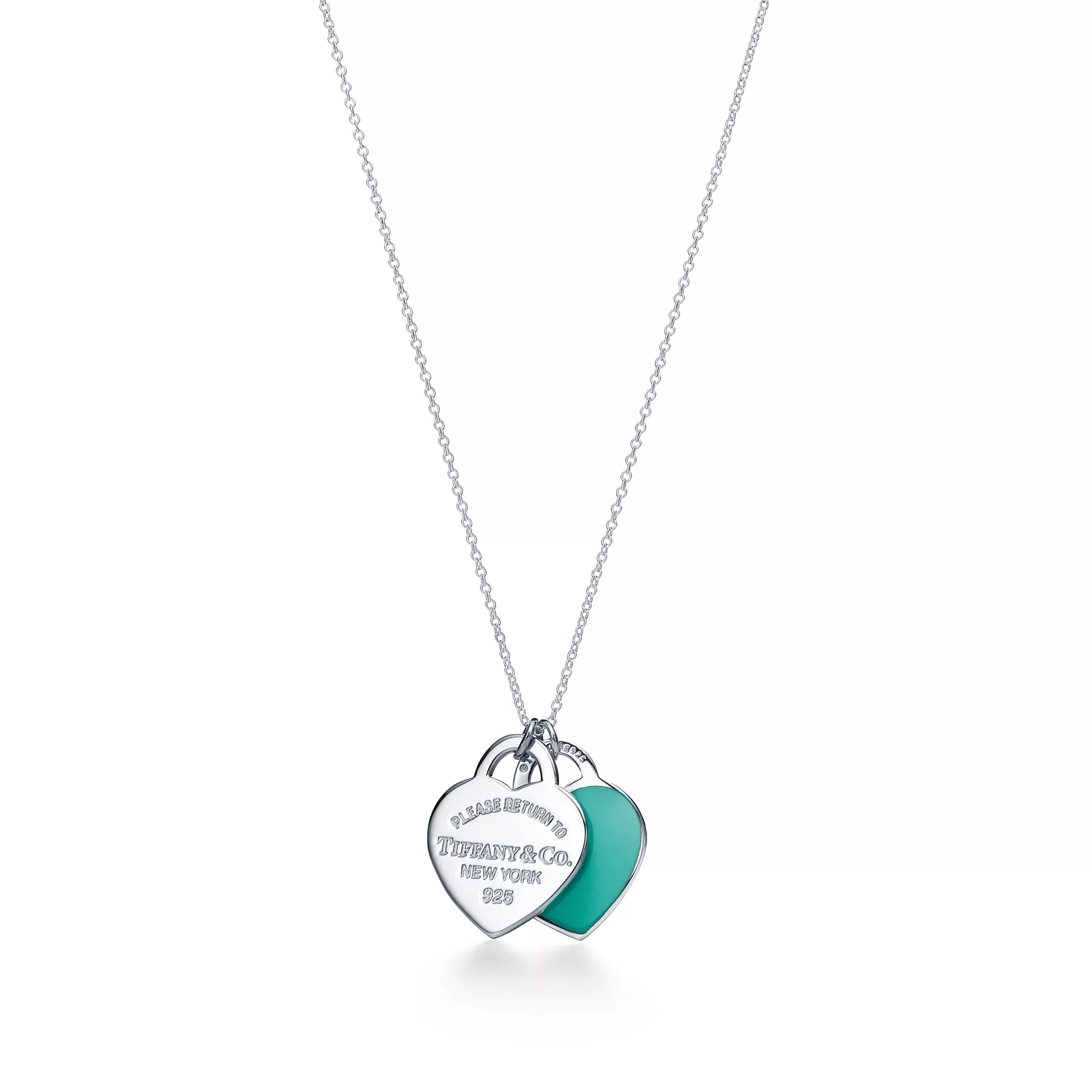 Return to Tiffany® Tiffany Blue® Double Heart Tag Pendant in Silver, Small
