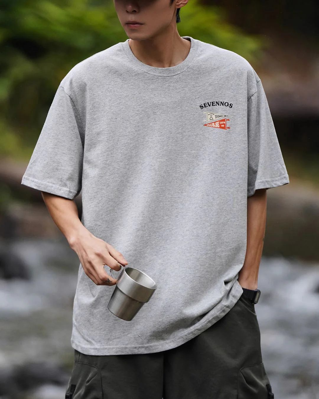 Cotton Back Print T-shirt ST069