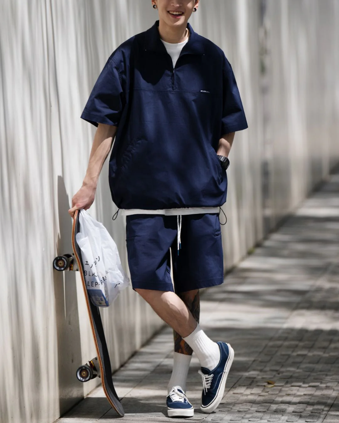 【セール】Half-zip Drawstring Shirt SS066