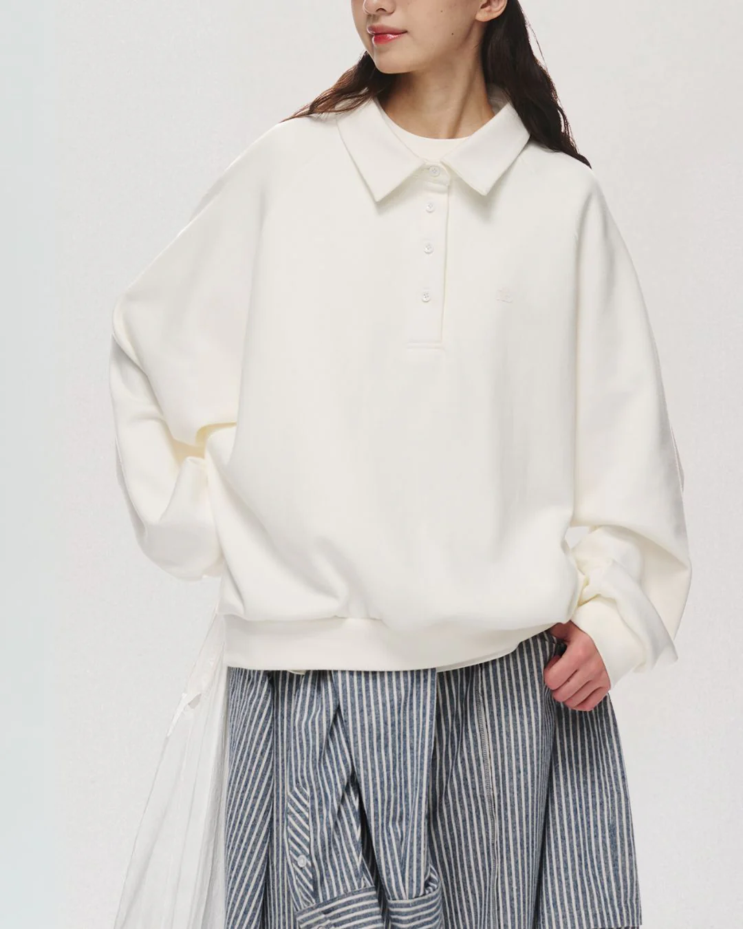 Relaxed Polo Sweatshirt LS098