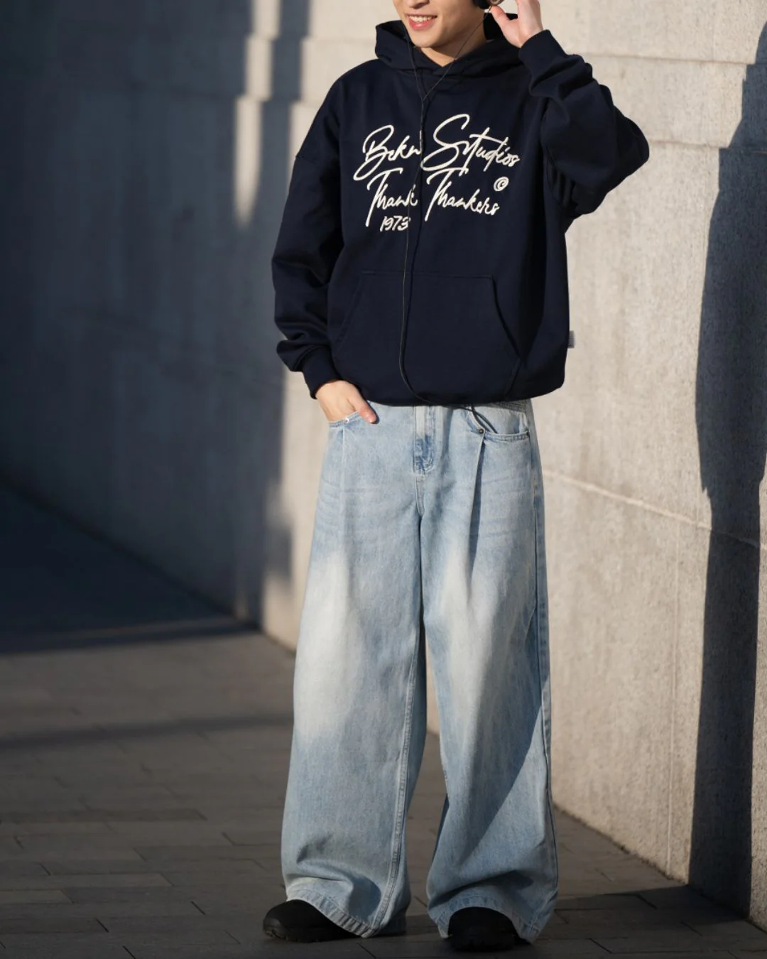 Washed Blue Wide Denim Pants DP048