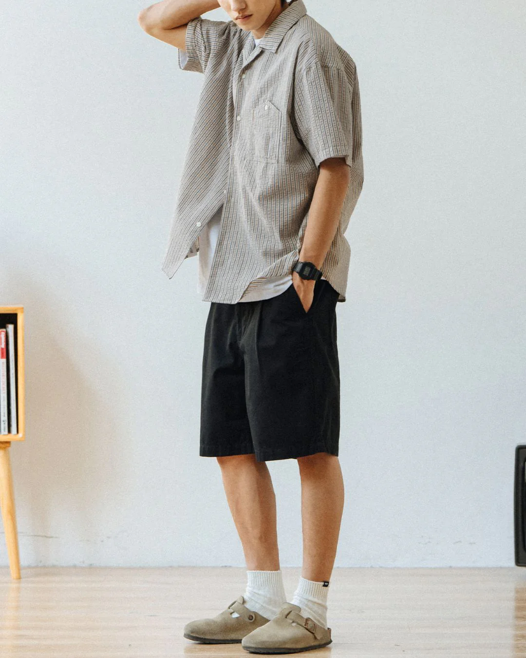 Open Collar Striped-Shirt SS025