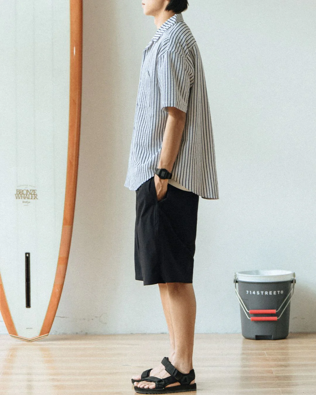 Open Collar Striped-Shirt SS025