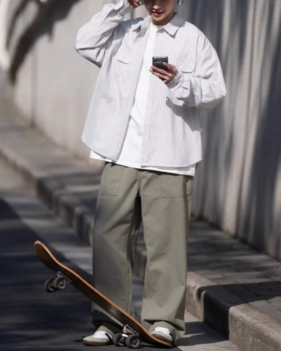【10日以内お届け】Double Pocket Striped Shirt LS066