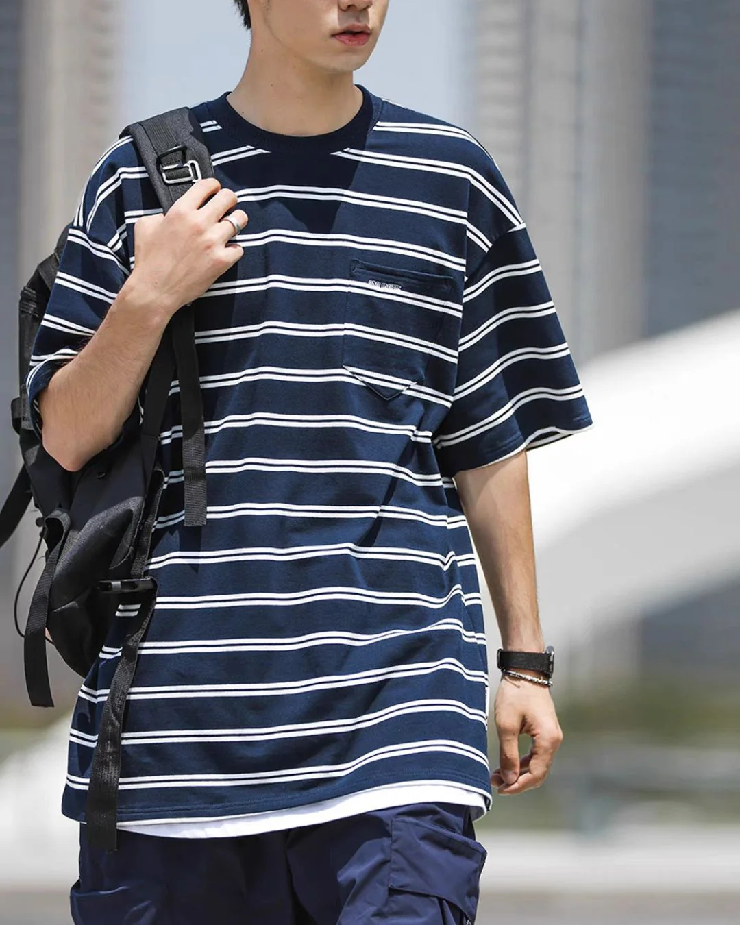 【セール】Pocket Border Navy T-shirt ST125