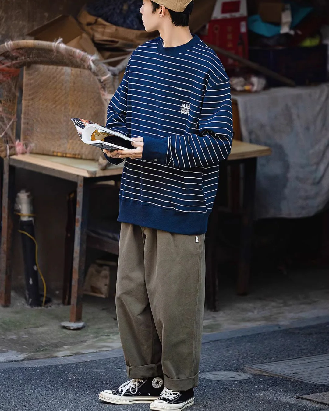 【10日以内お届け】Border Pocket Sweat SW068