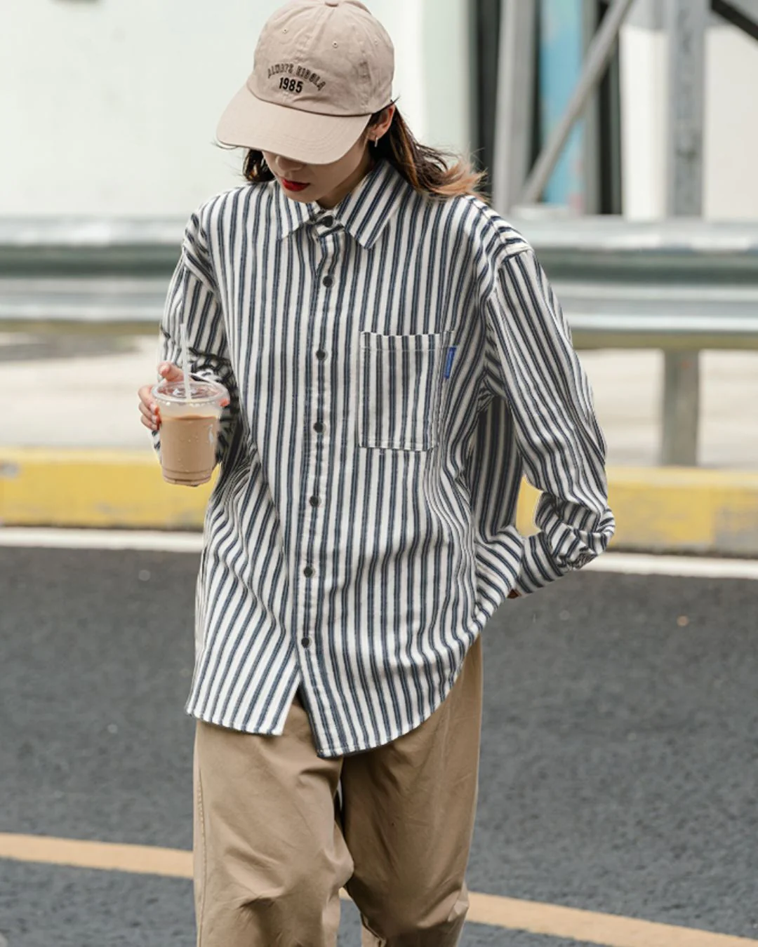 【10日以内お届け】Stripe Loose shirt LS001