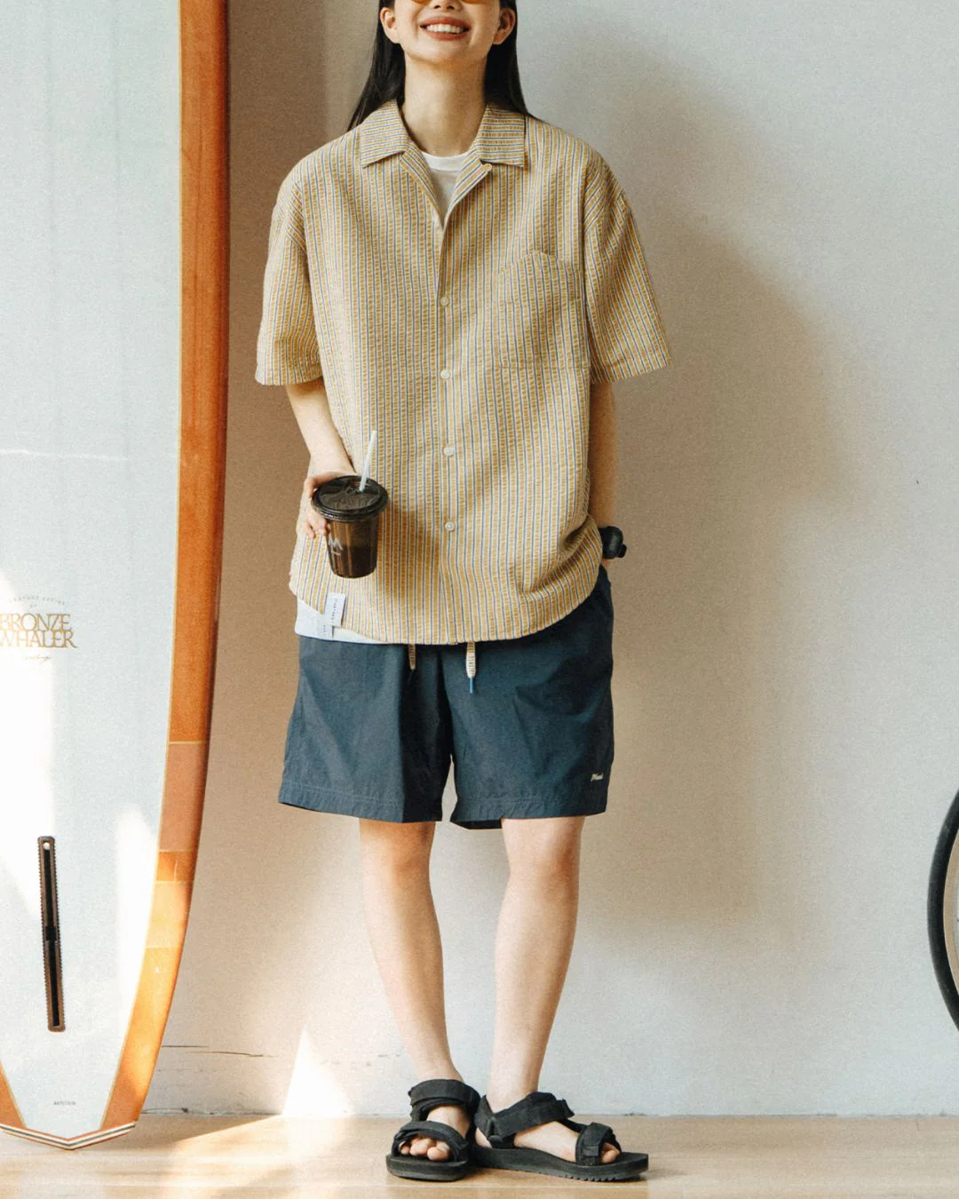Open Collar Striped-Shirt SS025