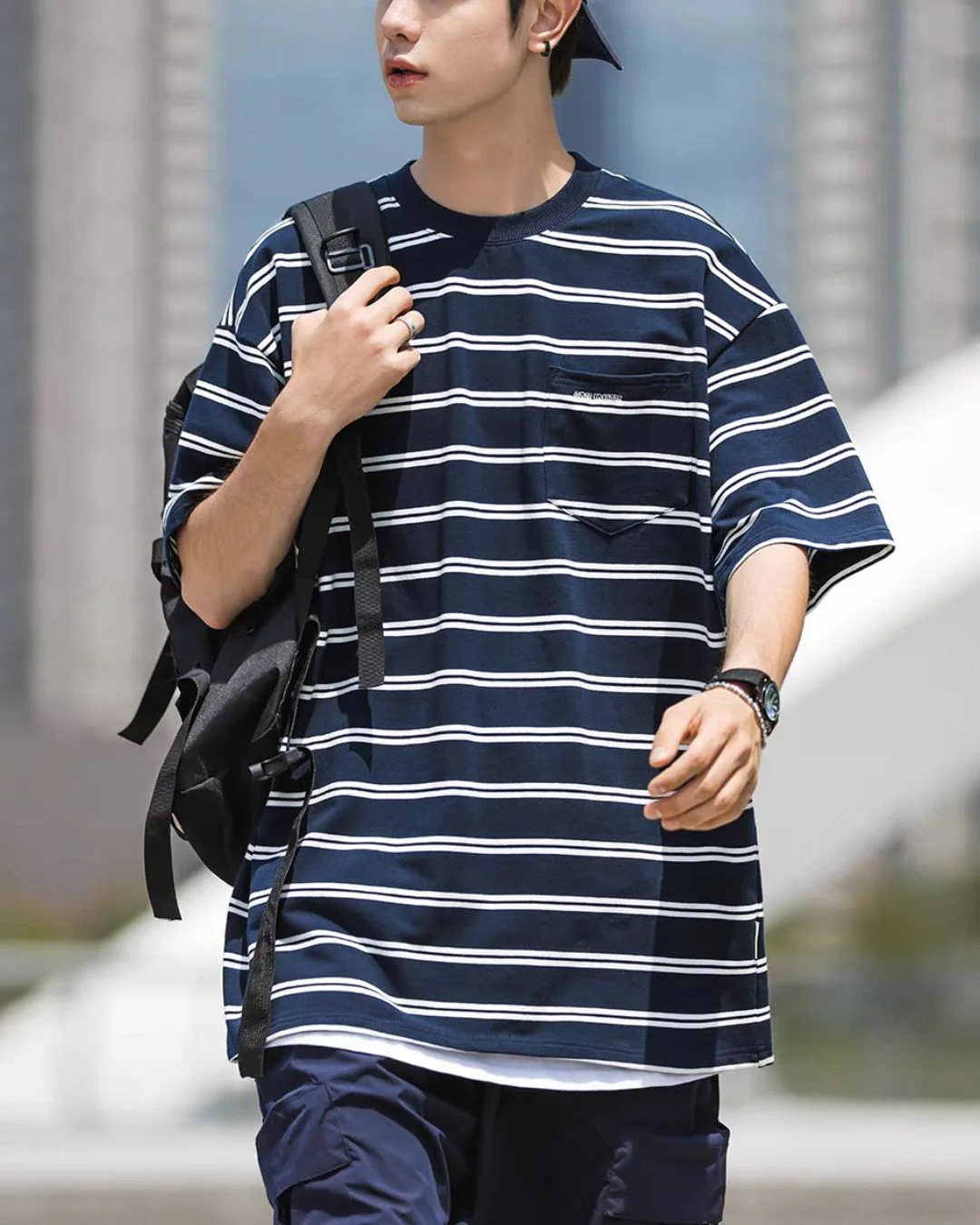 【セール】Pocket Border Navy T-shirt ST125