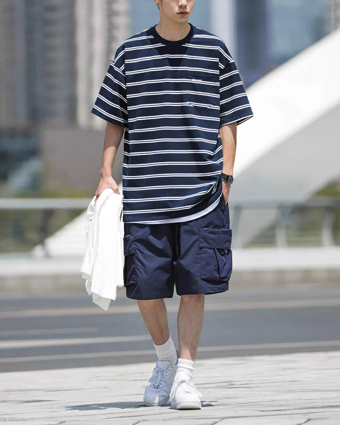 【セール】Pocket Border Navy T-shirt ST125