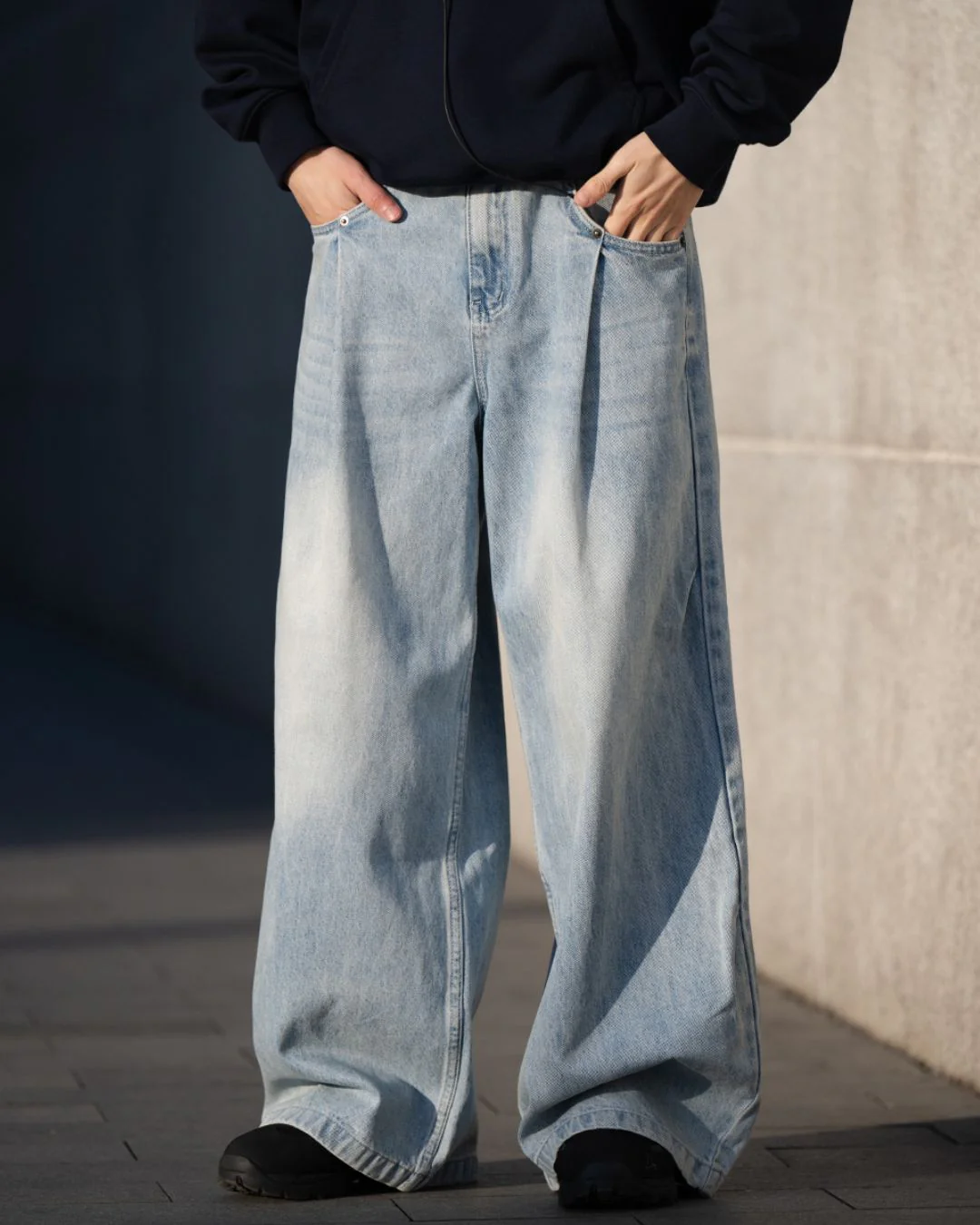 Washed Blue Wide Denim Pants DP048