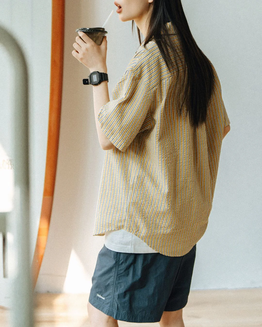 Open Collar Striped-Shirt SS025