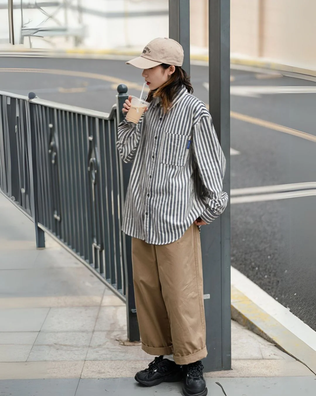 【10日以内お届け】Stripe Loose shirt LS001