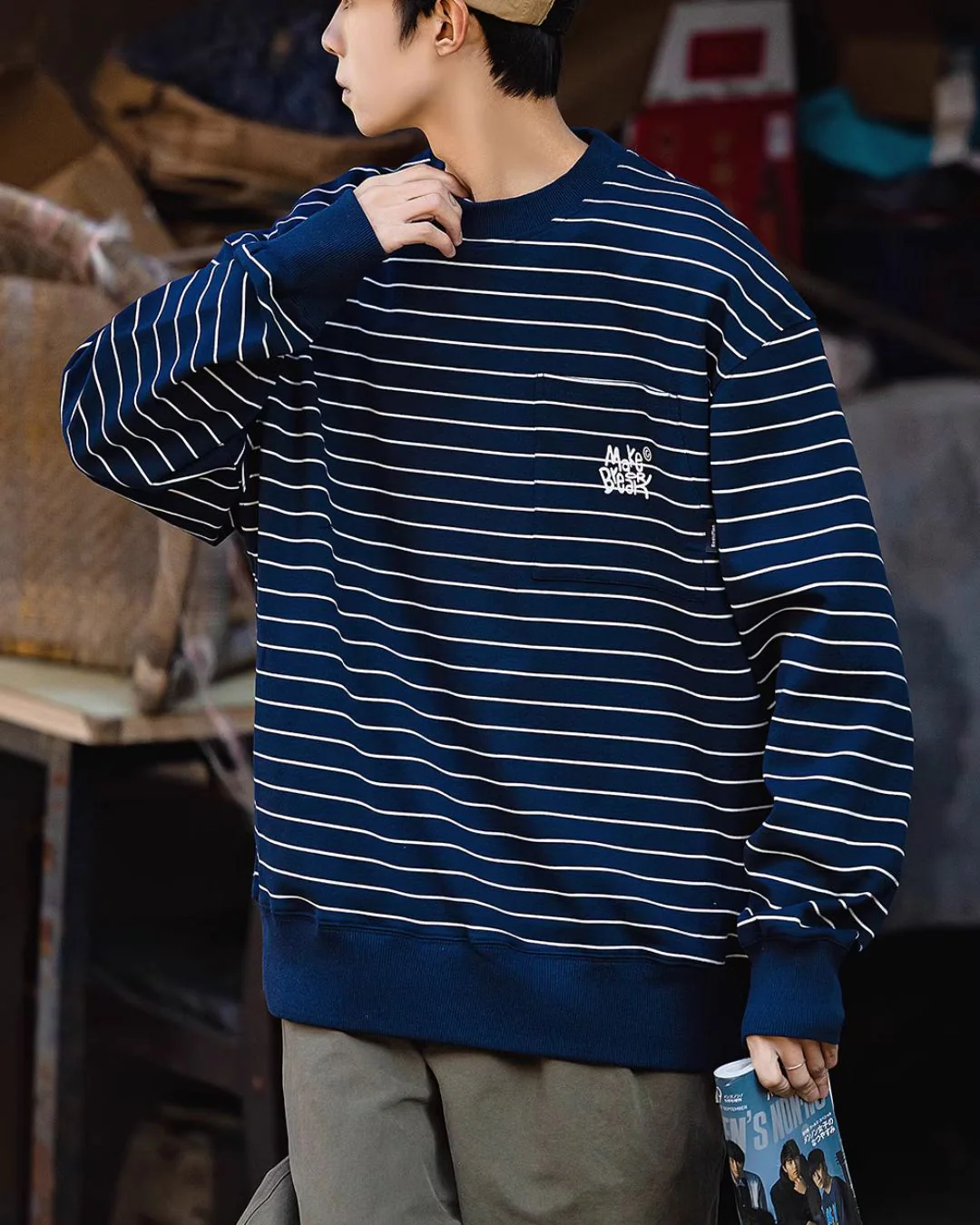 【10日以内お届け】Border Pocket Sweat SW068