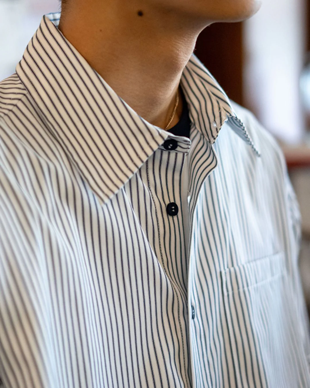 【10日以内お届け】Oversized Striped Shirt LS095