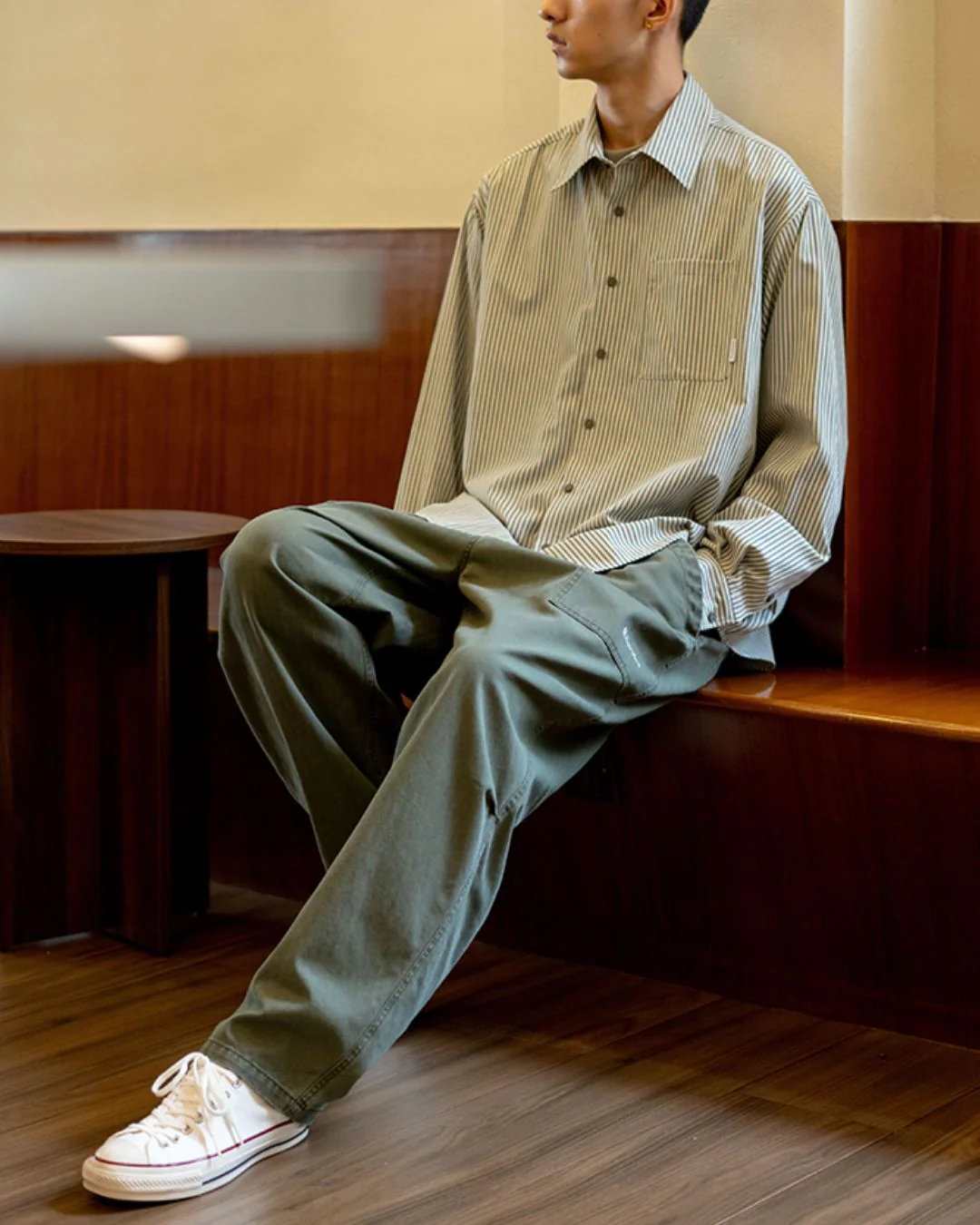 【10日以内お届け】Oversized Striped Shirt LS095