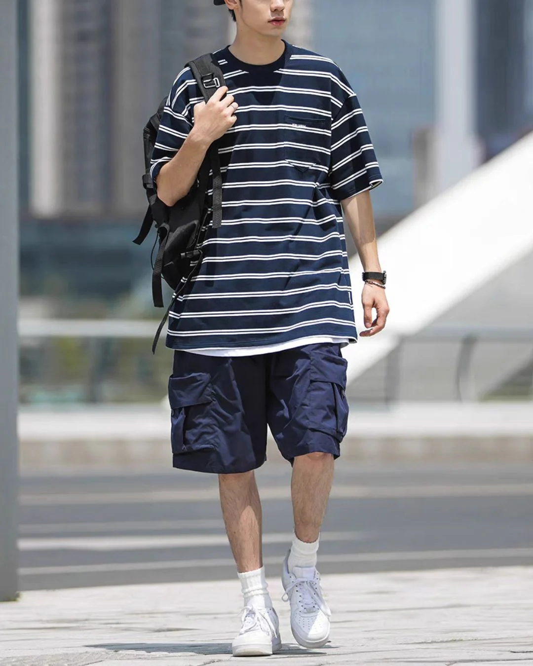 【セール】Pocket Border Navy T-shirt ST125