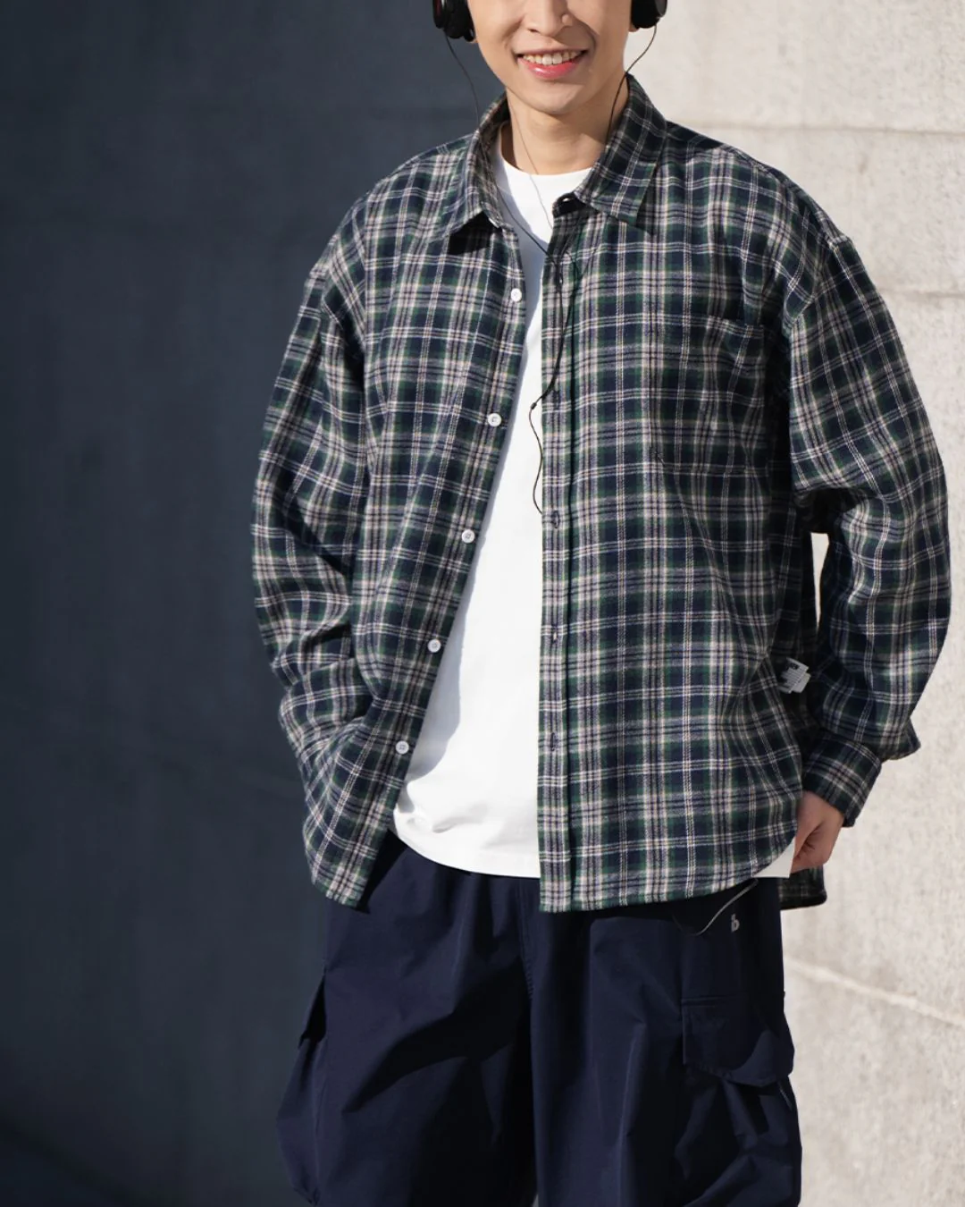【10日以内お届け】Casual Cotton Check Shirt LS089