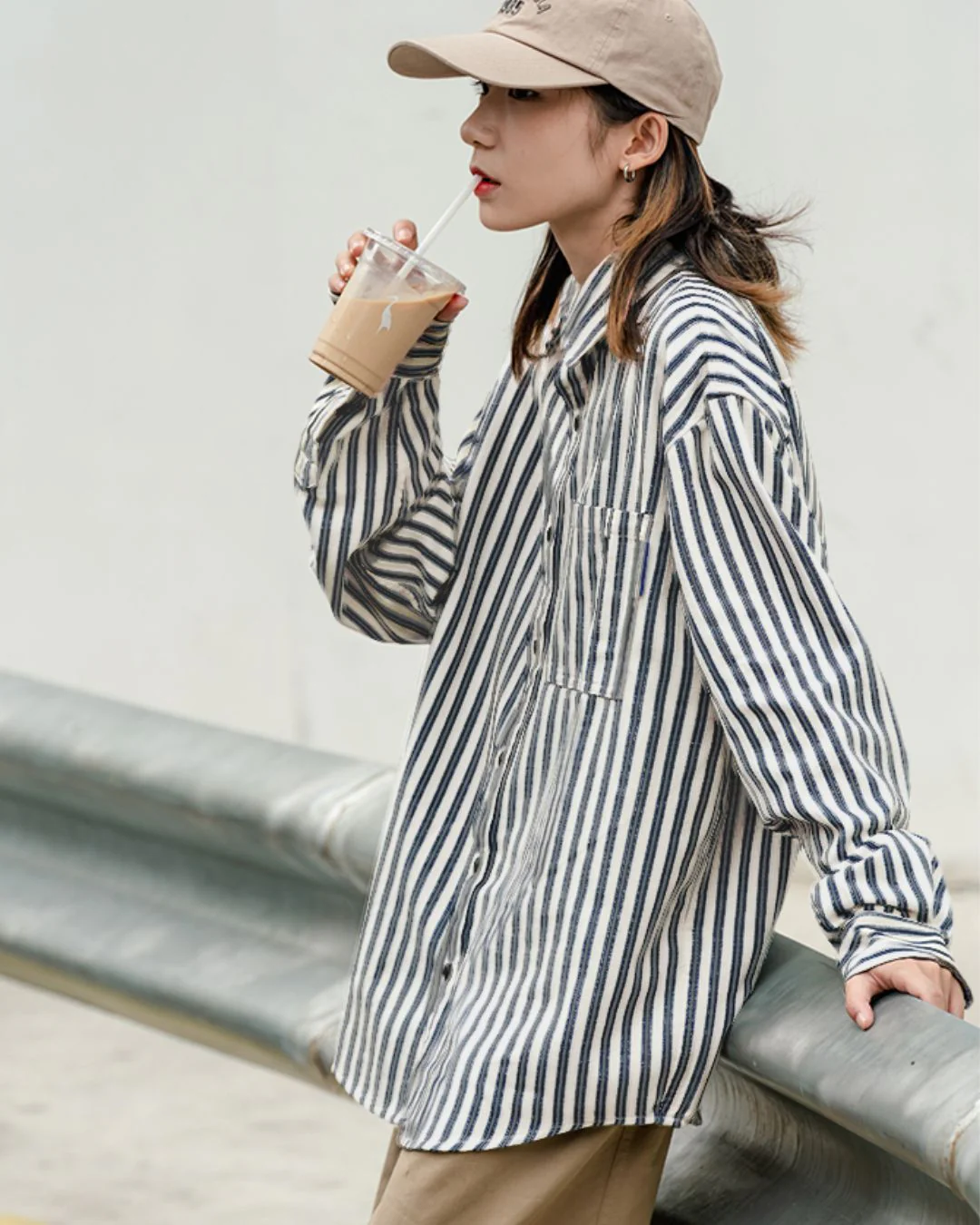 【10日以内お届け】Stripe Loose shirt LS001