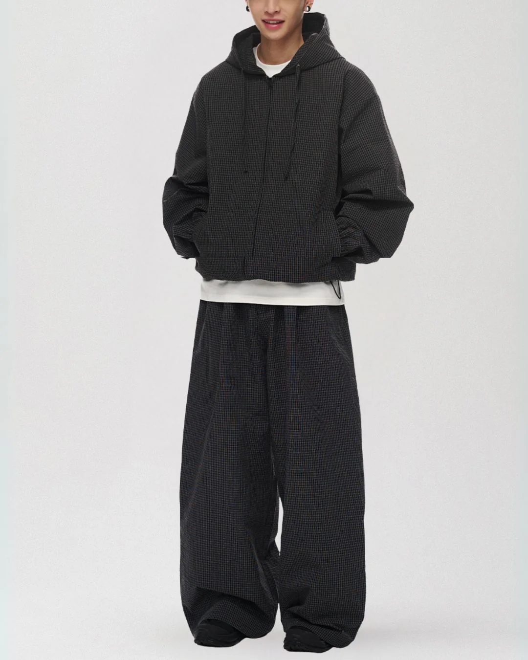 Tuck Wide Check Pants WP083