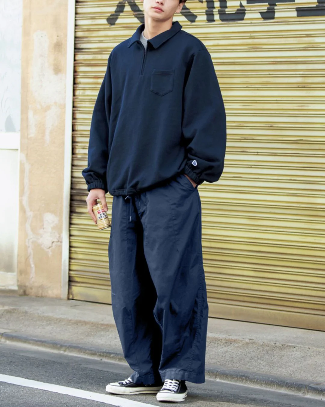 【10日以内お届け】Balloon Sleeve Half Zipper SW009